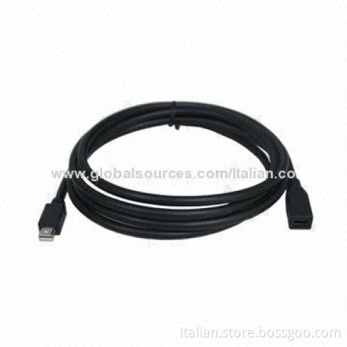 Mini DisplayPort (Male) to Mini DisplayPort (Female) Cable with 150mm Length, RoHS Mark